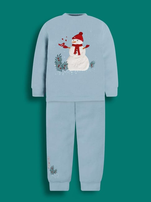 Cherry Crumble By Nitt Hyman Kids Sky Blue Printed Regular Fit Nightsuit