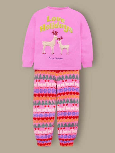 Cherry Crumble By Nitt Hyman Girls Multicolor Printed Regular Fit Nightsuit