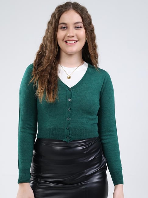 MONTE CARLO Green Solid Cardigan-picture-11