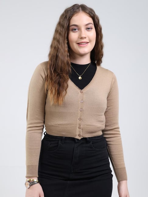 MONTE CARLO Brown Solid Cardigan-picture-32