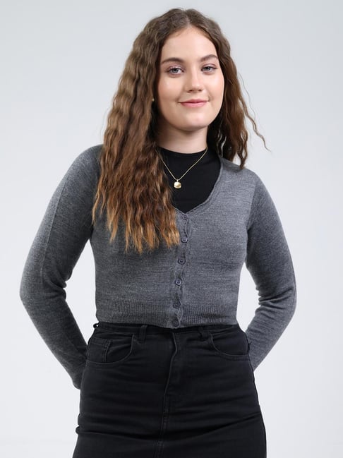 MONTE CARLO Grey Solid Cardigan-picture-48