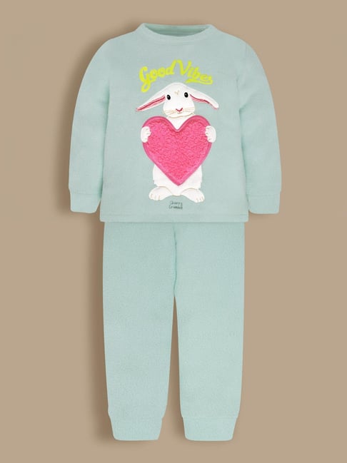 Cherry Crumble By Nitt Hyman Girls Mint Printed Regular Fit Nightsuit