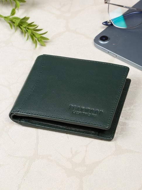 Teakwood Leathers Green Leather Bi-Fold Wallet
