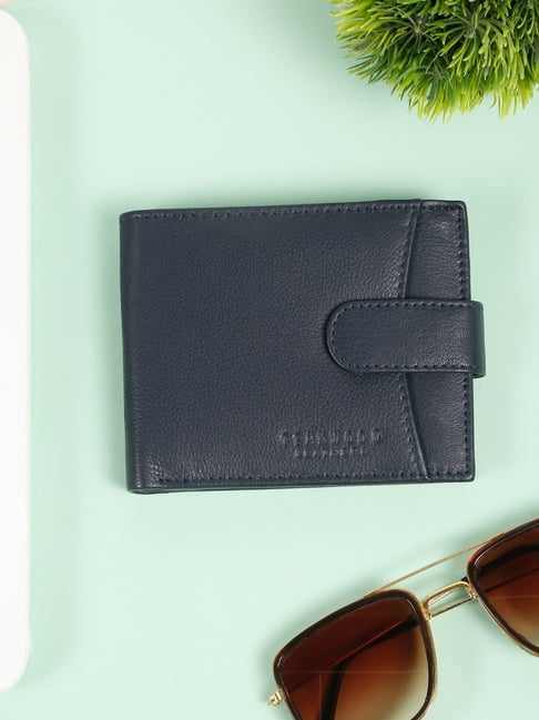 Teakwood Leathers Blue Leather Bi-Fold Wallet