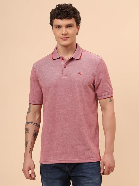 Cantabil Red Solid Polo T-Shirt