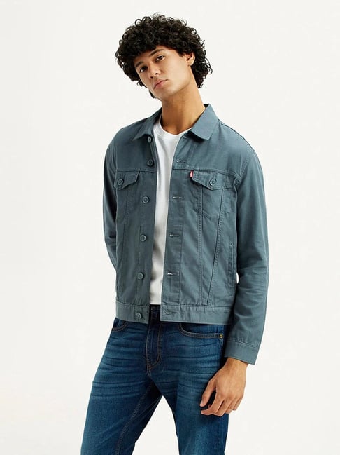 Levi's Men's Solid Greyish-Blue Trucker Jacket-picture-31