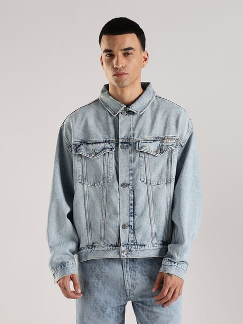 Calvin Klein Jeans Light Blue Cotton Regular Fit Denim Jacket-picture-45