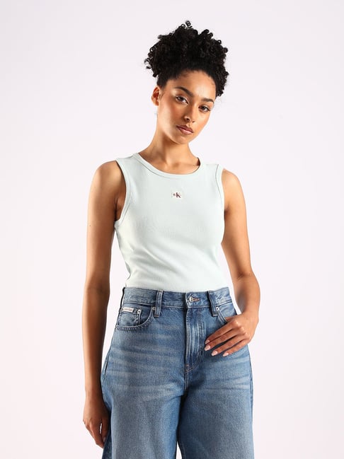 Calvin Klein Jeans Green Cotton Slim Fit Tank Top-picture-24