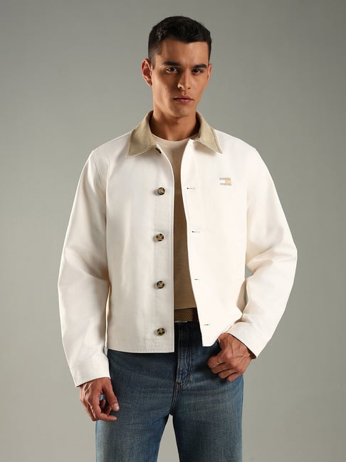 Tommy Hilfiger White Cotton Comfort Fit Jacket