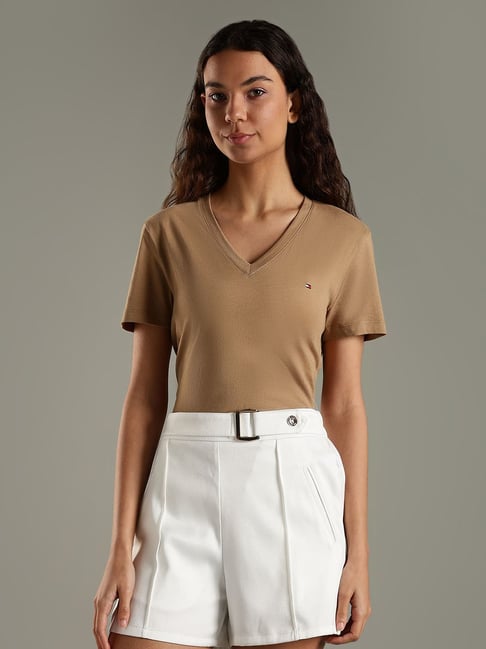 Tommy Hilfiger Brown Cotton Regular Fit T-Shirt-picture-30