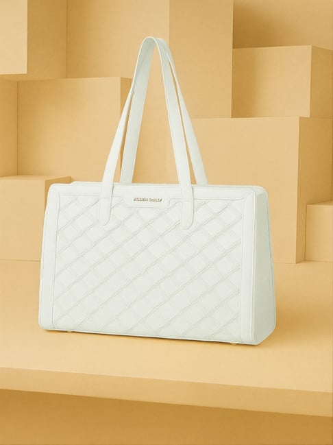 allen solly white textured tote