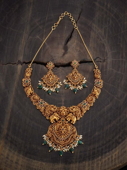 Buy Kushal's Fashion Jewellery Pink Green Golden Set for Women
