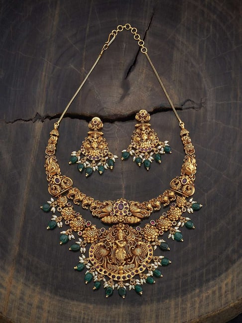 Buy Kushal's Fashion Jewellery Pink Green Golden Set for Women