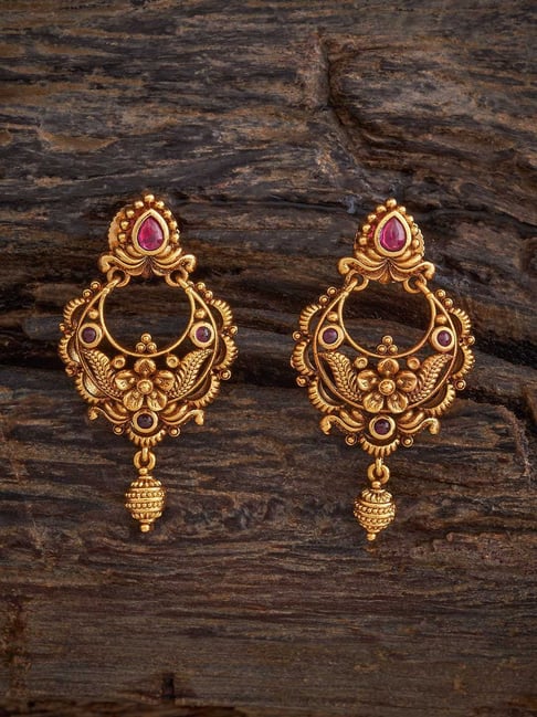 Kushal's Fashion Jewellery Pink Golden Earrings for Women-picture-21
