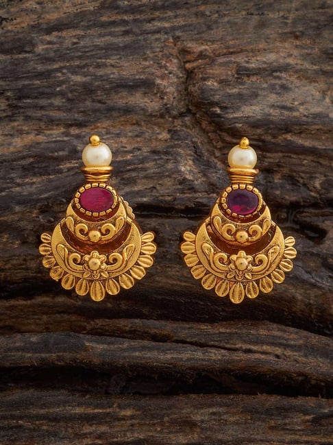 Kushal's Fashion Jewellery Pink Golden Earrings for Women-picture-27