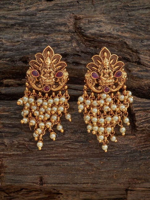 Kushal's Fashion Jewellery Pink Golden Earrings for Women-picture-19