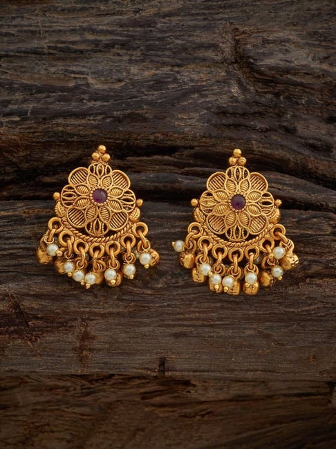 Kushal's Fashion Jewellery Pink Golden Earrings for Women-picture-24