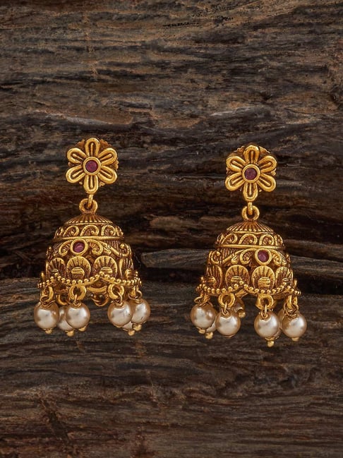 Kushal's Fashion Jewellery Pink Golden Earrings for Women-picture-26