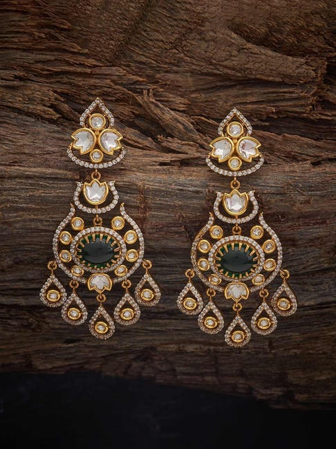 Buy Kushal's Fashion Jewellery Green Golden Earrings for Women