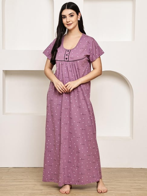 Secret Wish Purple Printed Nighty-picture-37