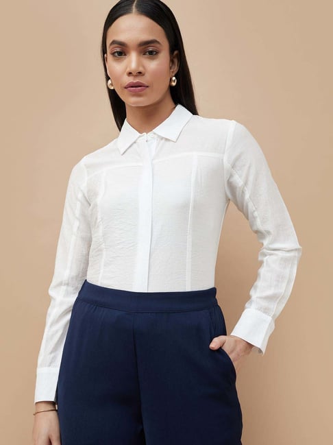 Code By Lifestyle Off White Regular Fit Shirt