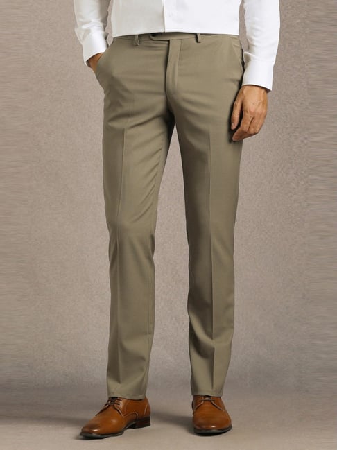 Louis Philippe Khaki Slim Fit Trousers