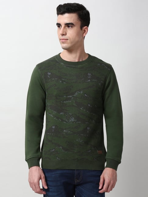 Peter England Green Cotton Regular Fit Printed Sweatshirt-picture-23