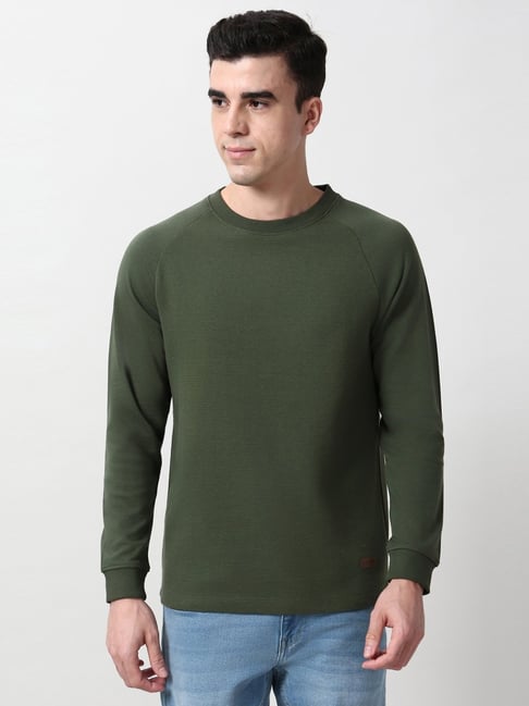 Peter England Green Cotton Regular Fit Sweatshirt-picture-31