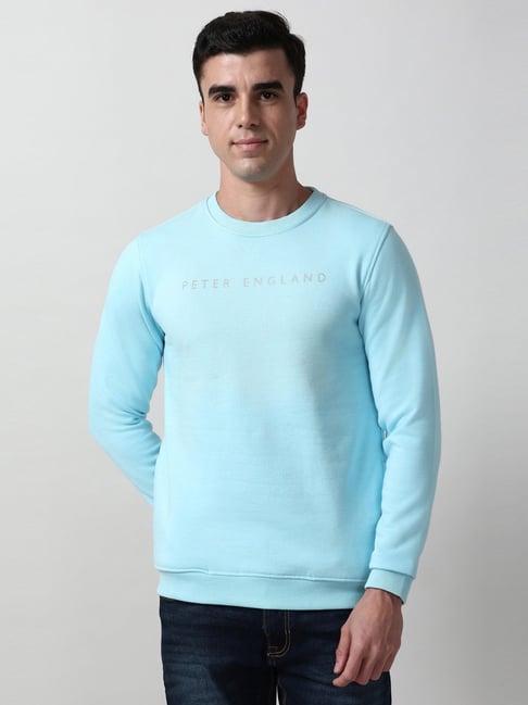 Peter England Blue Cotton Regular Fit Graphic Sweatshirt-picture-48