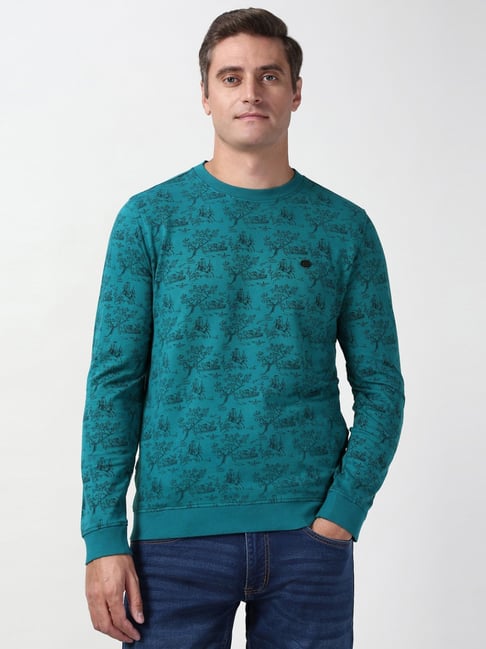 Peter England Blue Cotton Slim Fit Printed Sweatshirt-picture-33