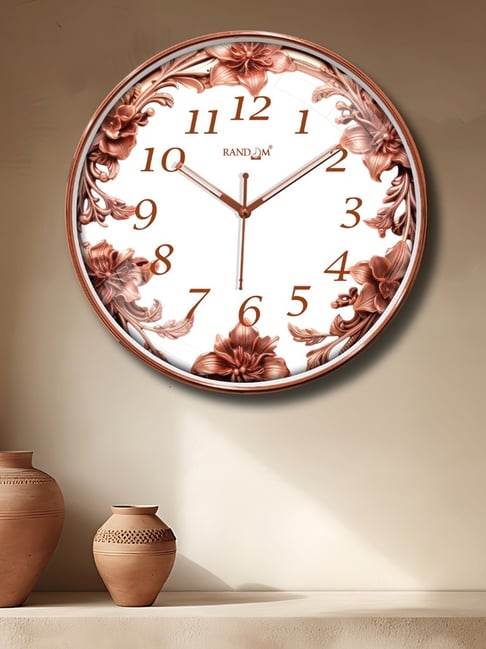 Random White & Brown Printed Round Wall Clock-picture-34
