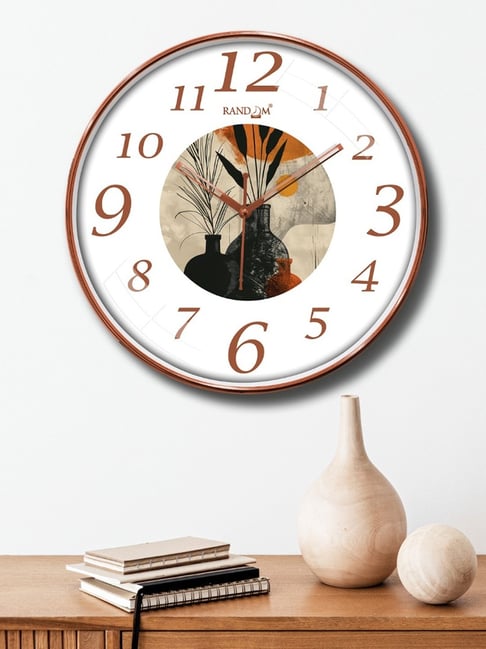 Random White & Brown Printed Round Wall Clock-picture-33