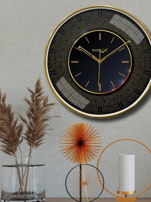 Random Navy Blue & Gold Printed Round Wall Clock-picture-18