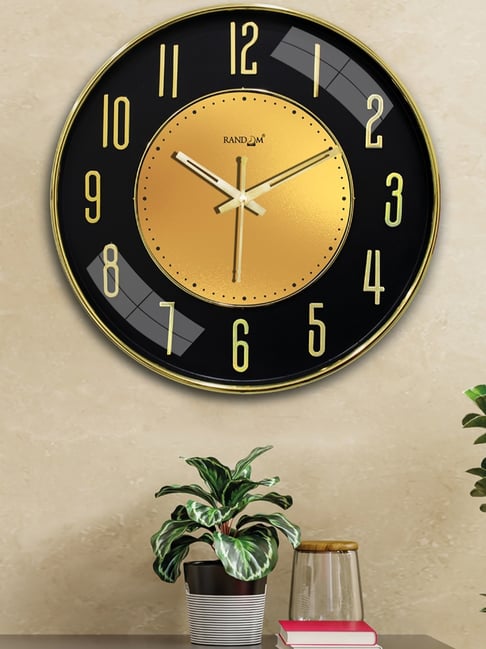 Random Black & Gold Printed Wall Clock