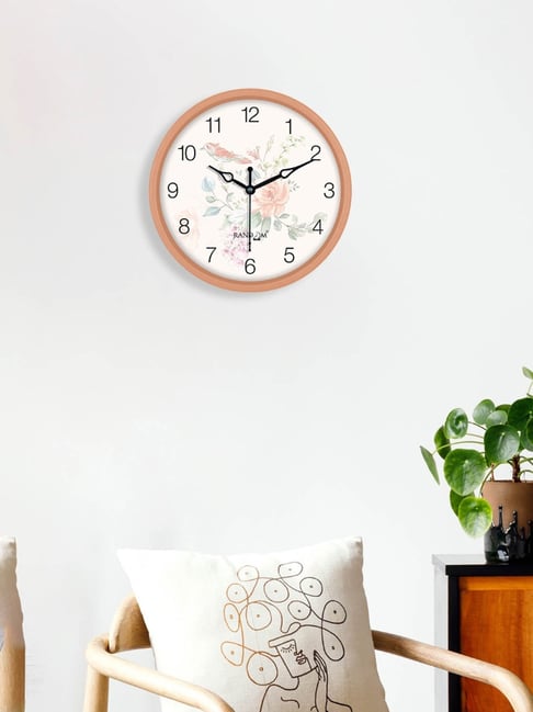 Random Orange & White Printed Analogue Wall Clock