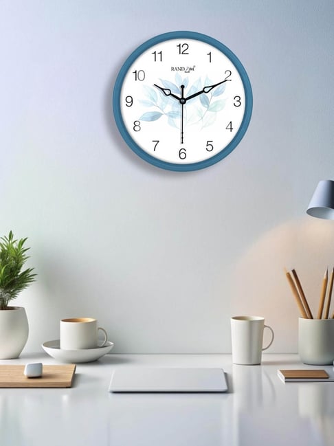 Random White & Teal Printed Analogue Wall Clock