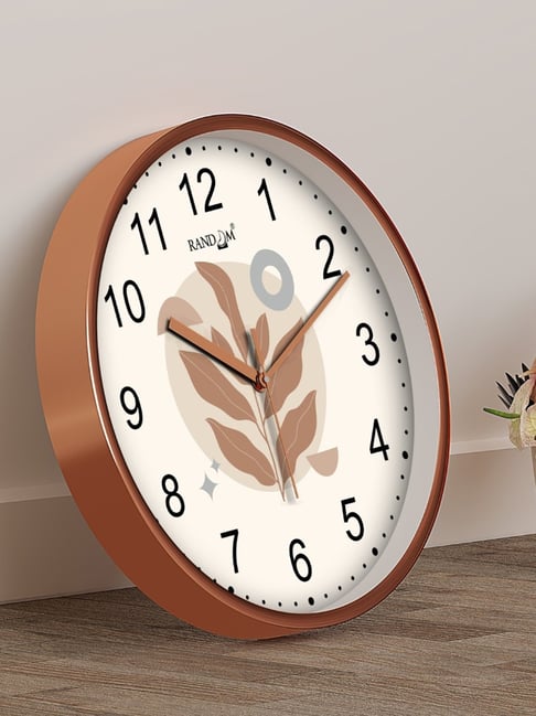 Random White & Brown Printed Round Analogue Wall Clock-picture-35