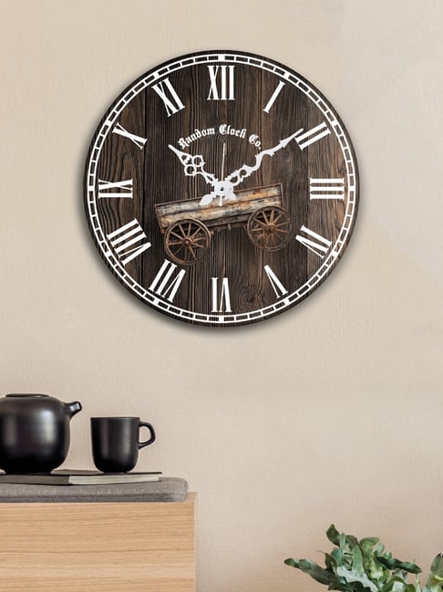 Random Brown & White Abstract Printed Analogue Silent Wall Clock-picture-28