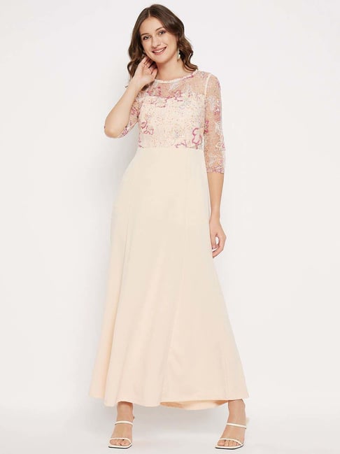 Madame Beige Regular Fit Embellished Dress-picture-11