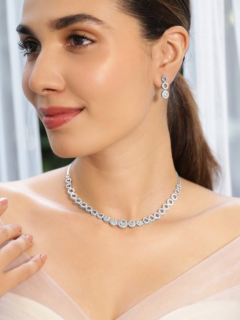 Rubans Silver Plated White Set for Women-picture-40