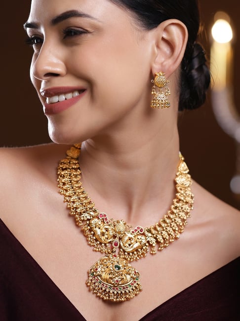 Rubans Gold-Tone Plated Red & Green Set for Women