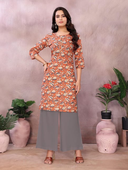 Rangita Rust Regular Fit Printed Kurta-picture-17