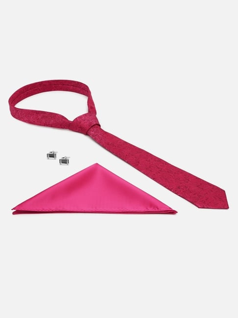 Van Heusen Red Embroidered Tie Pocket Square & Cufflink Gift Set-picture-29