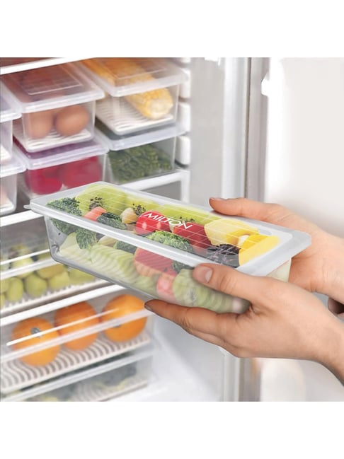 Milton Transparent Plastic Fridge Storage Boxes with Waterproof Vinyl Stickers - Set of 6 (1500 ml)