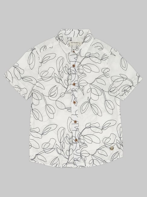 Pantaloons Junior Boys Bright White Cotton Embroidery Shirt-picture-13