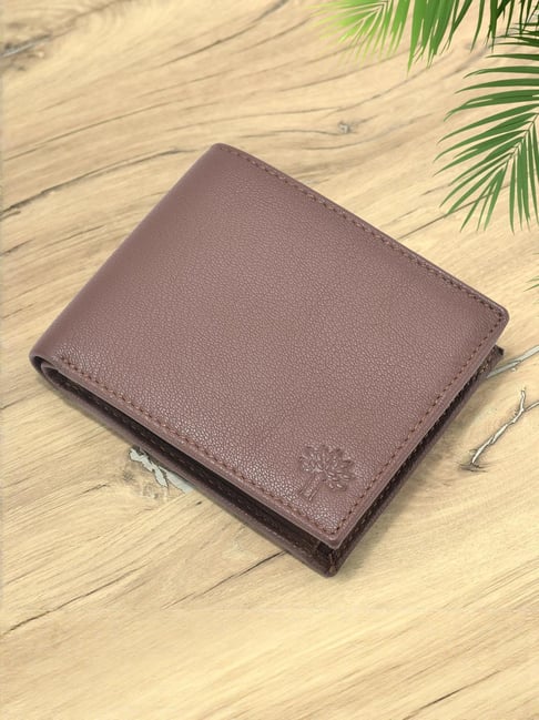 Woodland Light Brown Textured Medium Leather Bi-Fold Wallet For Men