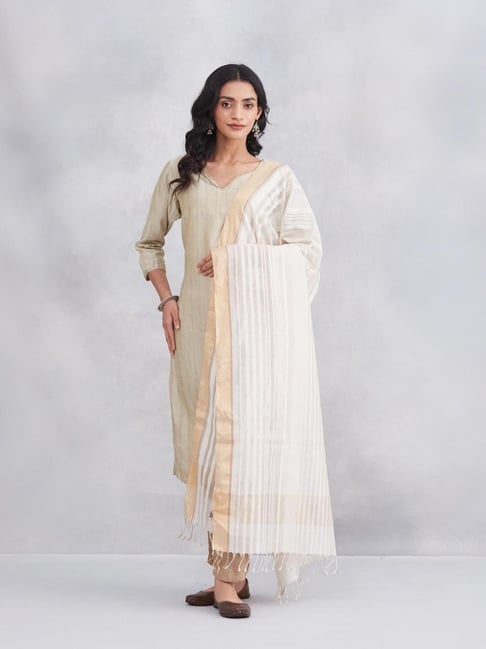 Fabindia Off White Solid Dupatta-picture-19