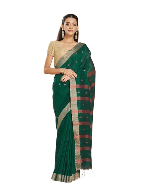 Fabindia Green Woven Design Saree-picture-17