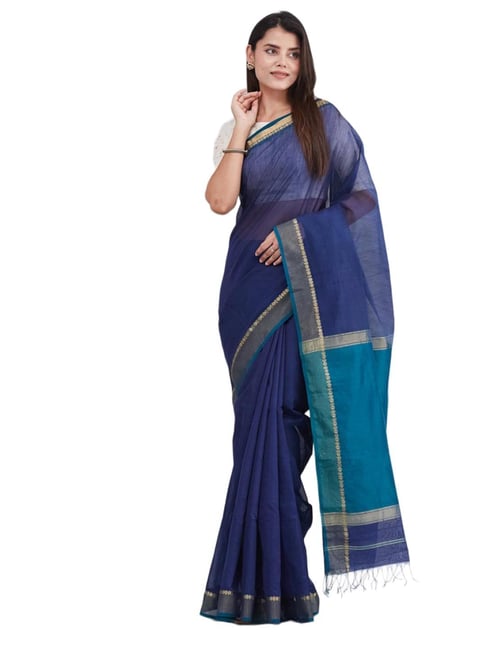 Fabindia Navy Woven Design Saree-picture-21