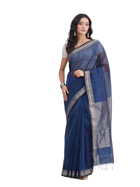 Fabindia Royal Blue Woven Design Saree-picture-43